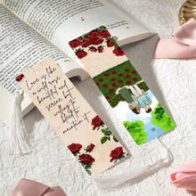 2pcs PET Printed Bookmarks, Exquisite And Beautiful Patterns, Durable And Elegant, Unique Design Suitable For Daily Use Or Collection. The Best Gift For Back To School Season, Whether For Personal Use Or Gifting To Family And Friends, It Is A Unique And Practical Gift Choice, Adding Atmosphere And Fun To Reading Time (Random Color Tassels) - 2PCS - View 4