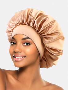 2pcs Women's New Leopard Print Ruffle Edge Double Layer Satin Sleeping Cap, Beauty Care Hat, Suitable For Daily Use Hair Sleep Cap - 443E 2-piece Set - View 6