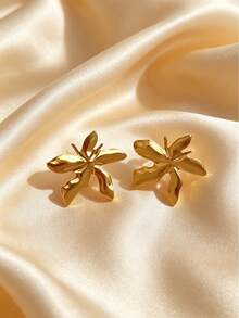 1 Pair/2 Pairs/3 Pairs/6 Pairs Gold Maple Leaf, Water Drop, Flower Ear Stud Earrings, Women's Fashion Item, Charming Jewelry, Suitable For Daily Wear, Parties, Music Festivals, Holiday Gifts - Gold - View 21