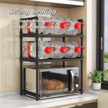 Rak Oven Microwave Satu/Dua Lapis, Produk Terlaris, Kombinasi Rangka Logam + Pembatas Plastik, Kokoh & Ringan, Dirancang Khusus untuk Menampung Oven Ganda, Menyediakan Ruang Penyimpanan Microwave, Pengait untuk Menggantung Peralatan Dapur Kecil, Memaksimalkan Penyimpanan Vertikal, Perakitan Mudah Tanpa Alat, Desain Minimalis Menghemat Ruang, Cocok untuk Penggunaan Sehari-hari di Dapur Rumah Tangga, Keluarga Sibuk, Bahan Tahan Minyak Mudah Dibersihkan - Hitam - View 7