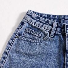 guang zhou mi qian shang mao  Pantalones cortos vaqueros casuales, estilo minimalista para uso diario - Lavado ligero - Ver 10