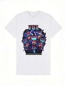 Boys' Soft, Casual Summer Crew Neck Short-Sleeve T-Shirt With Vox  Print. Suitable For Everyday Wear And Friendly Gatherings. White - 白色 - 查看 2