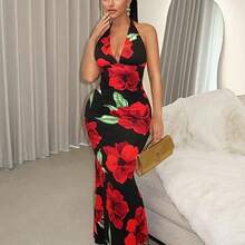 Vestido de sirena con cuello halter y encaje sexy - Negro01 - Ver 5