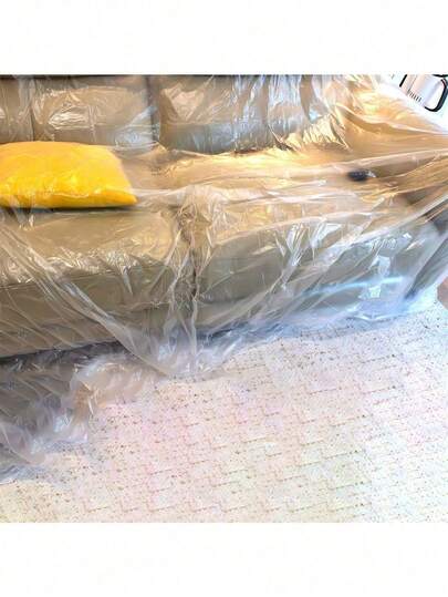 1pc Plastic Dust Cover, Furniture Protective Film, Durable Multi-Purpose Covering Film For Bed/Sofa/Coffee Table/Cabinet/Box/Table/Chair, Masking Paper Positioning, Protects Against Oil Mist And Dust During Construction, Painting, Renovation, Smooth Surface, Oil Mist Resistant, Protects Car, Bed And Sofa - Dust Proof And Durable