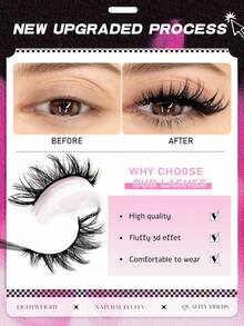 Asiteo Cat Eye Eyelashes 5 Pairs Fox Eye Lashes Faux Mink Lashes Fluffy Strip False Lashes Natural Look Eyelashes Reusable Lash Extension Makeup Strip Lashes, Lashes, Eyelashes, Fake Lashes - 黑色 - 查看 5
