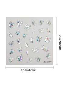 1pc 5D Jelly Embossed Nail Stickers, Crystal Laser Butterflies Spring/Summer Nail Decals, Easy To Use, Suitable For Women's Home DIY Manicures. - Multicolor - View 4