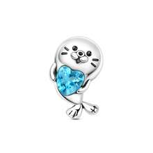 1Pc Silver Plated Blue Ocean Summer Animal Charms, Cute Octopus Seal Dolphin Fish Pendants, DIY Bracelet Necklace Beads, Beach Vacation Jewelry Gift - Silver - View 16