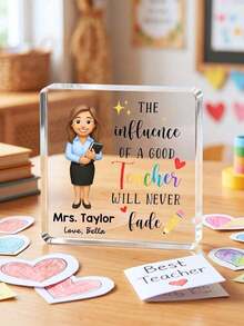 1/3/5Pcs Custom Photo Acrylic Plaque, Personalized Name Text Standee, Teacher's Day & Graduation Gift, Desktop Decor For Home And Classroom - Multicolor - View 8