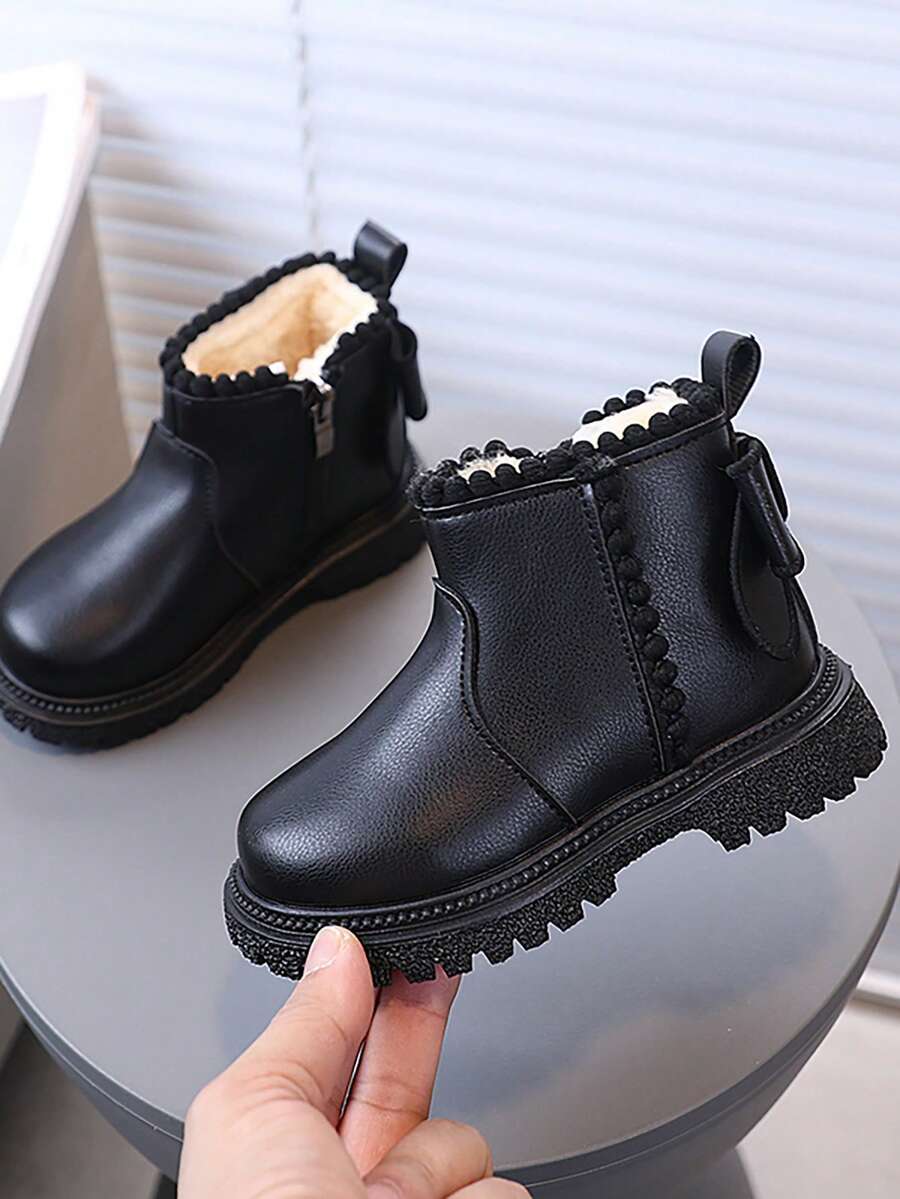 Children's Boots/Children's Lightweight Soft Sole Fur Lined Warm Boots - Black - View 1