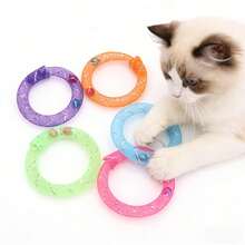 6 PCS Random Color Cat Mesh Ring Toys With Bell, Interactive Plastic Spring Tube Rings For Indoor Cats Kittens, Chewable Teething & Boredom Relief Cat Toys - View 3