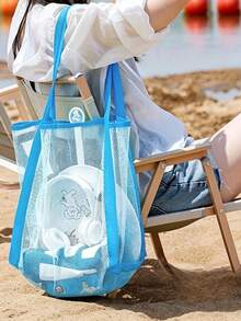 Fitness Bag. Beach Net Storage Bag, Large-Capacity Multifunctional Solid-Color Shoulder Net Bag, Mesh Beach Bag Toiletry Storage Bag, Suitable For Summer Outings And Beach Play - Multicolor - View 4