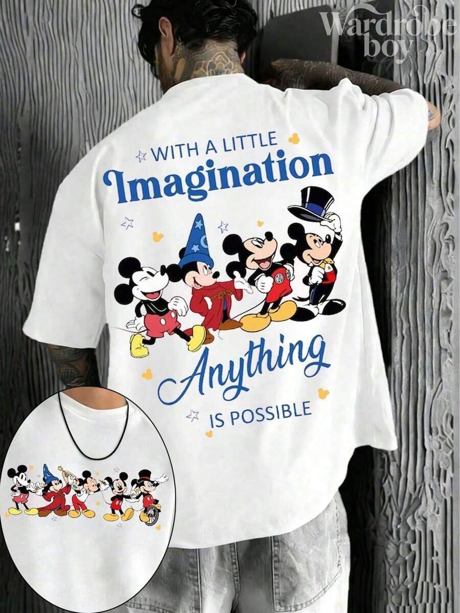 T-shirt imprimé Disney, T-shirt vintage Disney pour homme avec motifs Mickey Mouse et Little Imagination, T-shirt vintage Walt Disney World, T-shirt Disney Fantasy, T-shirt Magic Kingdom, Unisexe, T-shirt 100% coton de haute qualité, Convient à toutes les saisons, Confortable et respirant | Design raffiné | Le cadeau idéal - Blanc - Voir 1
