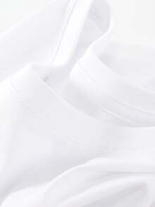 Camiseta de Algodón Puro de Alta Calidad, Estampado de Marca Moderna, Manga Corta, Nueva Colección de Verano para Hombres, Talla Grande, Holgada y Versátil - Blanco - Ver 6