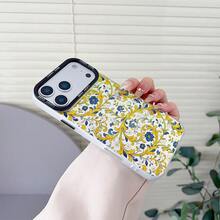 Funda para teléfono: Funda LUCKY CASE con patrón barroco de degradado rosa, amarillo y azul, estilo retro de lujo, a prueba de golpes, a la moda, con personalidad, IMD camaleón, de TPU plateado con impresión por inyección de tinta, compatible con Apple  12/ 13/ 14/ 15/ 16/ 17 AIR PRO. - Color mixto 1 - Ver 5