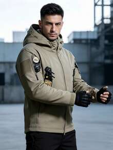 Tactical Military Jacket Made Of Soft Shark Skin - Khaki - View 2