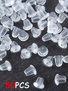100/50/4PCS Nút tai silicone, khuyên tai, nắp nút tai nhựa trong suốt, chốt chặn sau khuyên tai, móc tai chống rơi, nút cao su, nút tai silicone mềm chống đau - nhiều màu - Xem 8