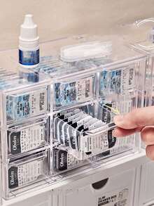 1pc Transparent Multi-Grid Contact Lens Storage Box, Acrylic Material, 6/9/12 Grid Design, Drawer-Style Jewelry Storage Box, Dust-Proof Desktop Organizer For Earrings, Rings, Necklaces And Other Small Accessories - Clear - View 6