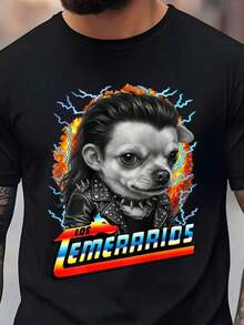 Camiseta Los Temerarios Meme – Camiseta con gráfico de perro retro divertido – Regalo de humor viral para fans de la cultura pop latina, ropa casual de verano, diseño personalizado, adecuada tanto para hombres como para mujeres. Adecuado para el estilo urbano, 180g de puro, lavable a máquina. - Negro - Ver 5
