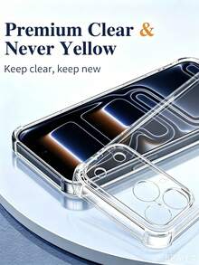 MIGAE 2-In-1 Set - 17 Pro Max Phone Case + 1pc Clear Tempered Glass Screen Protector, [Non-Yellowing] Ultra-Thin Shockproof Protective Case, Women's Phone Case - Clear - View 2