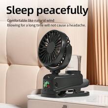 OBOVAY Ventilador de niebla portátil con clip, cabezal giratorio, 4 velocidades ajustables, ventilador de enfriamiento recargable por USB con pantalla humidificadora, adecuado para el hogar, la oficina, el dormitorio, el automóvil, 800mAh - Color aleatorio - Ver 8