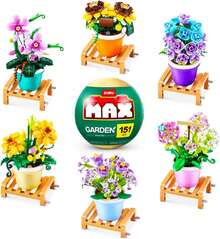ZURU MAX Premium Garden Pot Plants Building Bricks Collection - Buildable Plant Mystery Egg - Succulent & Flower Building Blocks Toy Set - Single Ball Pack (Random) - Multicolor - View 4