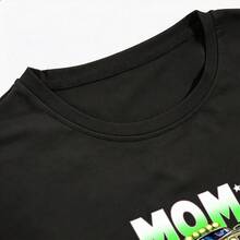 Camiseta de manga corta con estampado de camin monstruo de mam de cumpleaos ideal para usar en casa parque fiesta da de campo reunin familiar corte regular estilo casual cmoda y transpirable. - Negro - Ver 3