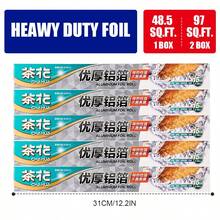 CHAHUA Aluminum Foil Roll With Built-In Cutter – [48.5/97] Sq Ft, Heavy Duty Foil For Baking, Grilling & Food Storage, Disposable Wrap For Hot Dogs, Sandwiches, Catering & Restaurant Kitchen Use - Grey - View 3