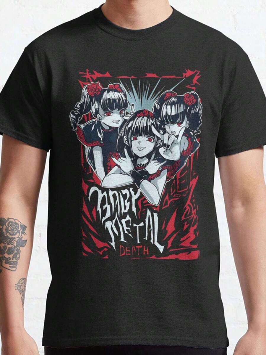 Camiseta Clásica LocalDeath Baby Metal Logo 002 de Algodón Clásico para Viajes, Deportes, Uso Diario, Casual, Elástica y Extra Cómoda - Negro - Ver 1