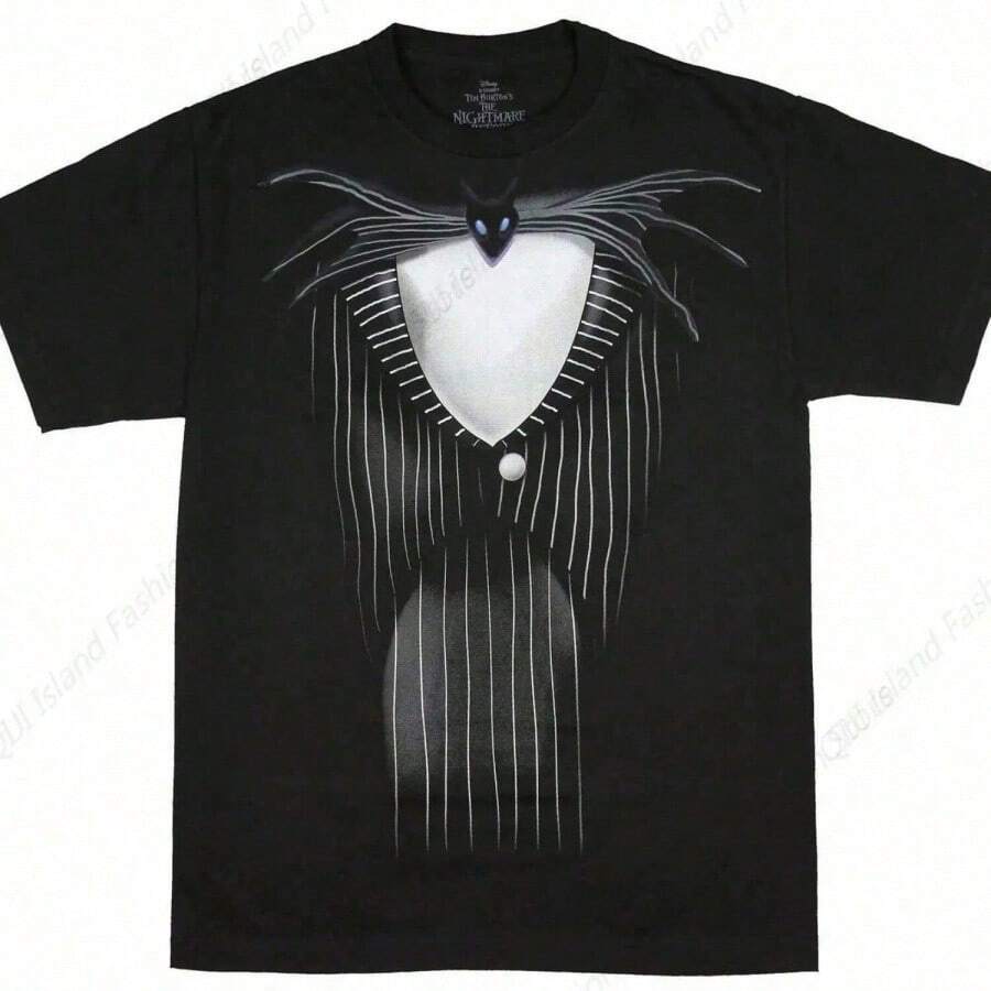 Nightmare Before Christmas Shaded Skellington Costume Tuxedo T-Shirt - Black - View 1