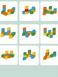 2-Player 3D Building Block Game, Children's Intellectual Desktop Game, Spatial Early Education Thinking Training, Parent-Child Interactive Kindergarten Toy - 查看 4