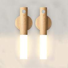 1/2 chiếc đèn ngủ cảm biến, đèn tường từ tính, đèn LED dán tường sạc USB, đèn cầu thang không dây, đèn tường gỗ trong nhà, đèn tủ quần áo, đèn hành lang cầu thang - Nhiều màu - Xem 9