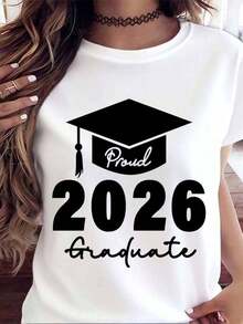 Graduation T-Shirt With Graduation Cap Design 2026 For Graduation Celebration 220g - White - View 2