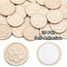 20 piezas de pegatinas de sello de cera autoadhesivas con patrón en relieve 3D, adecuadas para regalos, sobres de invitaciones de boda - Beige - Flor 3D - Beige - Ver 11