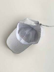Minimalist Letter Embroidered Soft-Top Retro Plaid Visor Cap, Thin Long Brim Sun Protection 5-Panel Hat, Streetwear Flat-Brim Unisex Checkered Baseball Cap, American British College Style, Suitable For Men And Women - Letter Stripes - View 7