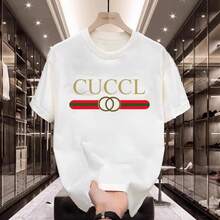 Nueva Camiseta de Manga Corta para Hombre,  Europea y Americana 2026, Camiseta de Algodón G de Moda - Blanco - Ver 2