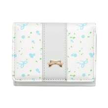 Small Wallet for Women Floral Coquette Bow Cute Wallet Girls Trifold Leather Card Holder Short Purse with ID Window - Azul - Ver 8