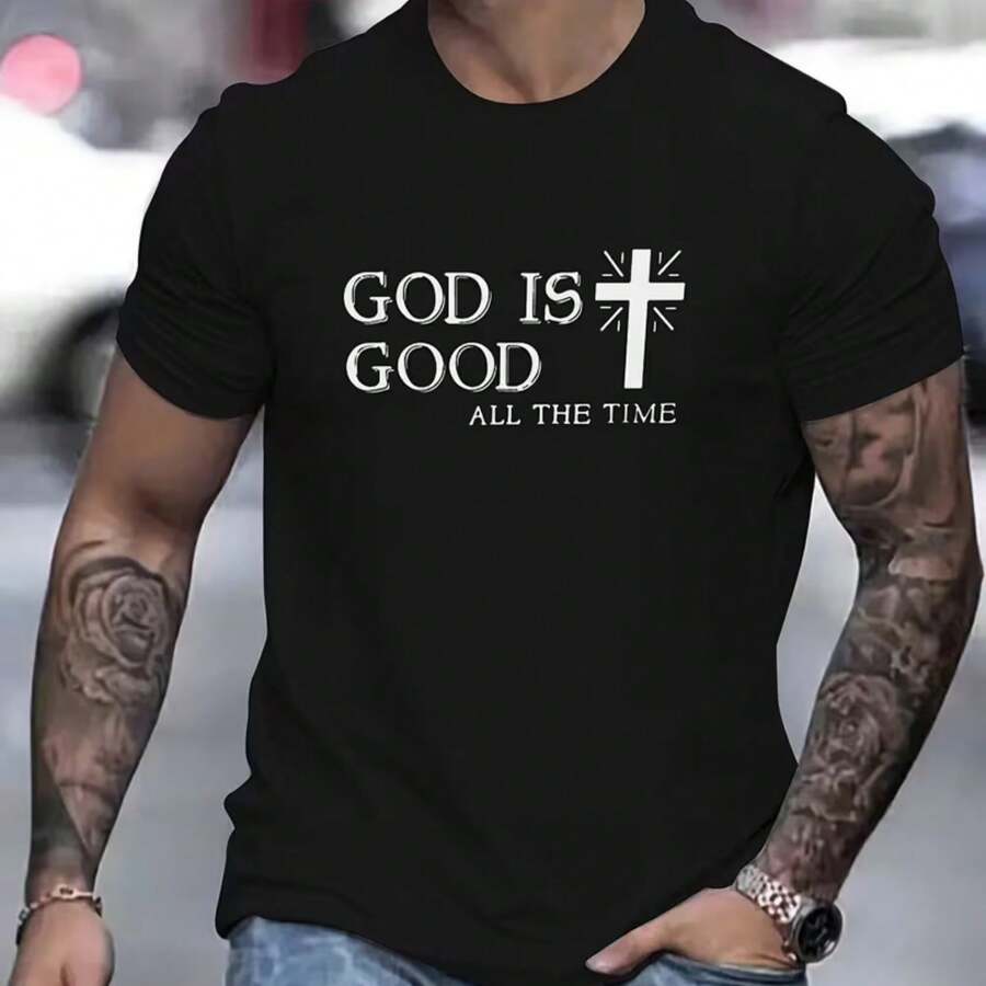 Printed T-Shirt For Men And Women - 黑色 - 查看 1