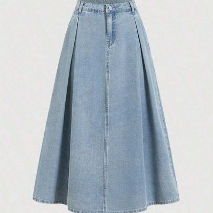 guangzhougaolangshangmao MOD Falda larga de mezclilla azul holgada y casual para mujer - Lavado ligero - Ver 1