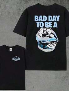 Herrenbekleidung; Sommer-Oberteile; Doppelseitige Oberteile für Damen; BAD DAY TO BE A BUSCH LIGHT; Bedrucktes Kurzarm-T-Shirt; Lässige Rundhals-T-Shirts; T-Shirt im amerikanischen Streetwear-Stil; Sommer-Outfits aus reiner Baumwolle; QYNB Herren-Sommer-Set - Weiss - Übersicht 11