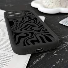1pc Black Matte Lens Protection Anti-Drop Fluid Pattern Phone Case, Personalized For IPhone 16 Pro Max, 17/16/15/14 Plus/13/12/11, Air, Suitable For Samsung Series - Multicolor - View 3