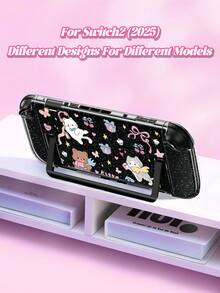1pc Cute Cartoon Cat Pattern Transparent Glitter Protective Case, Compatible With Nintendo Switch 2 (2025) / Switch OLED Console And Joy-Con Controllers, Best Gift For Switch Gamers - Multicolor - View 5