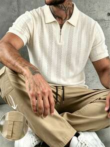 Herren Strick-Polo Old Money Stil locker geschnitten Pendeln Wandern Fitness vielseitiges Outfit Set, Frühling/Herbst - Verschiedenfarbig - Übersicht 1