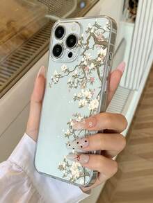 Fashionable Floral Pattern Transparent Shockproof Anti-Slip Durable TPU Phone Case, Suitable For IPhone17/17Pro/17ProMax/16/16Pro/16ProMax/15/15Pro/15ProMax/14/13/12/11, Waterproof, Shock-Resistant, Scratch-Resistant - Transparent 3 - View 5