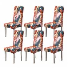 1/2/4/6pcs Printed Chair Covers, Dining Chair Seat Protector, Suitable For Home Or Party, All Season Use - Multicolor - View 16
