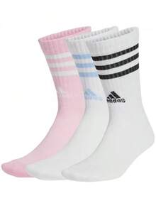 Adidas 3雙經典針織中筒襪，中性款 [XS] 建議腳長：20-22cm [S] 建議腳長：22-24cm [M] 建議腳長：24-26cm [L] 建議腳長：26-28cm [XL] 建議腳長：28-30cm - 藍色/白色/白色 - 查看 7