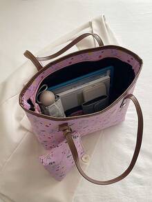 Women's Large Capacity Tote Bag Student Work Commuter Shoulder Handbag - Pink - View 12
