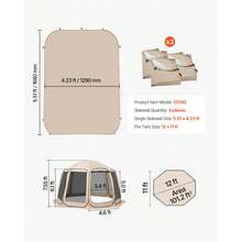 Sun Shade Sail Canopy Covers, Fit For 12 X 11 Ft Screen House Tent, Sun Protection, 5.51 X 4.59 Ft 300D Oxford Silver-Coated Fabric, Pack Of 3 (Not Include Tent), For Outdoor Activities, Beige - Beige - View 7