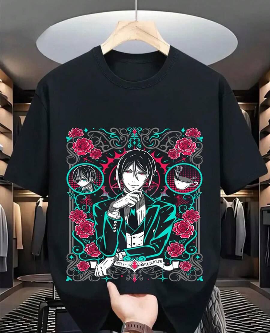 Sebastian And Ciel T-Shirt Shirt Ciel Phantomhive Girl Gift Shirt - 黑色 - 查看 1