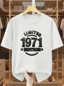 Camiseta de manga corta para hombre de talla grande, 100% algodón, edición limitada versión 1971, camiseta de manga corta con cuello redondo, estampado clásico que resalta un estilo único. Camiseta cómoda y casual para el verano. - Blanco - Ver 1