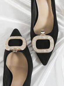 Decoraciones de zapatos desmontables con cristales de metal, accesorios de clips para sandalias y zapatos - Dorado - Ver 4